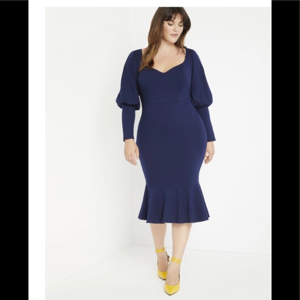 Flounce hem midi dress